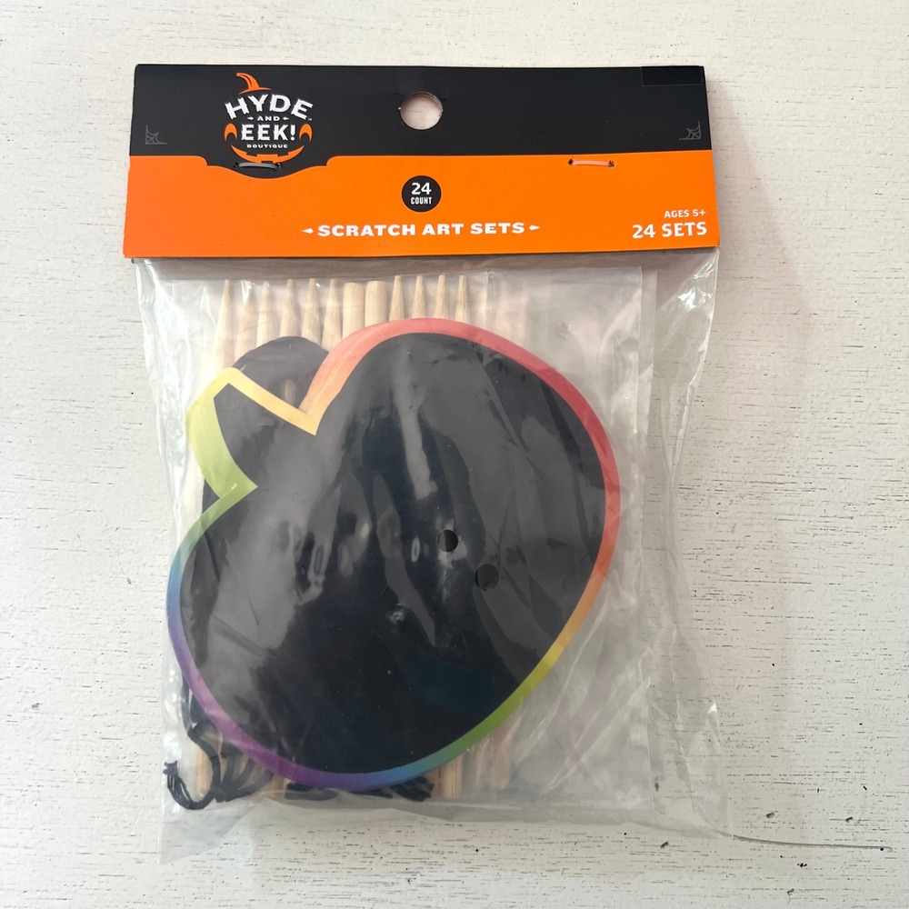 Hyde and EEK Boutique Halloween Scratch Art Sets 24 Count Pumpkin Skull Rainbow